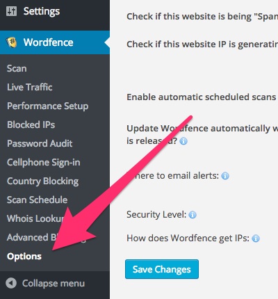 A screenshot showing the Wordfence plugin's new main menu item in WordPress