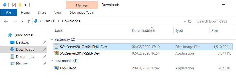 installing sql server 2017 developer edition on windows 7