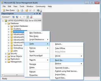 Backup a database using SQL Server Management Studio | London Academy of IT